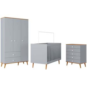 Guarda Roupa Infantil Ternura 3 Portas E 2 Gavetas Bartira Azul Wood