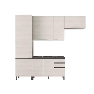 Cozinha Compacta Cristal 8 Portas 3 Gavetas Bartira Lâmina Mel-nude