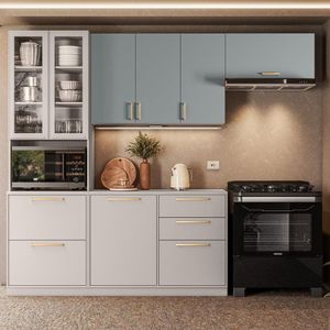 Cozinha Completa Essence 4 Peças 8 Portas 4 Gavetas Itatiaia Cinza