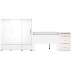 Guarda Roupa Bartira Monza Cômoda Versatti Cabeceira Casal Branco