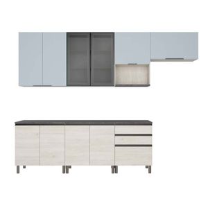 Cozinha Completa Bartira Cristal Com 10 Portas, 3 Gavetas Freixo-azul