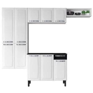 Cozinha Compacta Rose 10 Portas E 1 Gaveta 245 Cm Itatiaia Branco E Balcão Preto