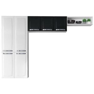 Cozinha Compacta Rose 10 Portas E 1 Gaveta 245 Cm Itatiaia Branco E Aéreo Preto