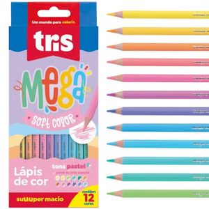 Lápis De Cor Mega Soft Color Tons Pastel - 12 Cores - Tris