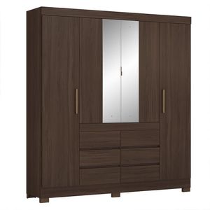Guarda Roupa Casal Cádis 4 Portas Café Touch Com Espelho - Demóbile Café Touch