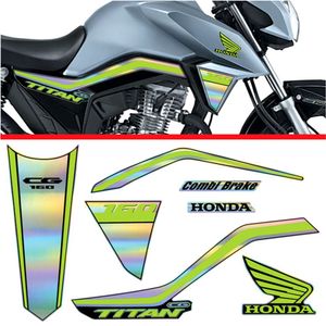 Kit Holográfico Para Moto Honda Cg Titan 160 Anos 2018 A 2020 Amarelo