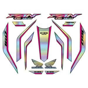 Kit Holográfico Para Moto Honda Cg Titan 160 Anos 2023 A 2024 Rosa Rosa