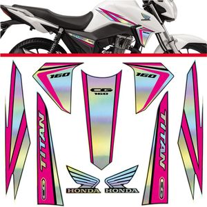 Kit Holográfico Para Moto Honda Cg Titan 160 Anos 2015 A 2017 Rosa
