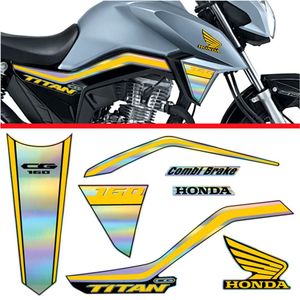 Kit Holográfico Para Moto Honda Cg Titan 160 Anos 2018 A 2020 Amarelo Amarelo