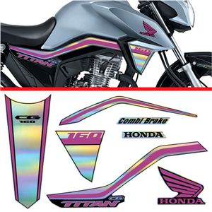 Kit Holográfico Para Moto Honda Cg Titan 160 Anos 2018 A 2020 Rosa