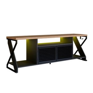 Rack Industrial 160cm Tv 60 Com Led P1033 Preto Mell Pp Milani Store Preto Mell