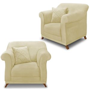 Kit 2 Poltronas Decorativas Retro Polo Suede 1100 Ezz 1100