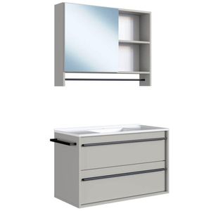 Kit Gabinete Suspenso Com Cuba E Espelheira 80cm Arenas Proddy Arenas