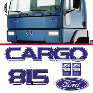 Adesivos Resinados Emblemas Ford Cargo 815 Completo Cummins Azul Azul