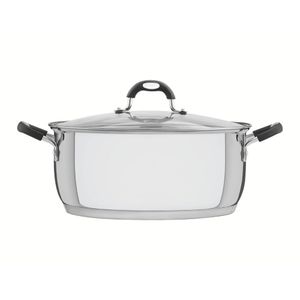 Caçarola Tramontina Astro Rasa Aço Inox Tampa De Vidro 30 Cm 8,5 Litros