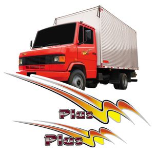 Kit Adesivos Portas Caminhões Para Mercedes Benz Plus 18265 Laranja Preto