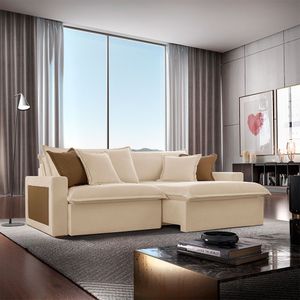 Sofá Dallas Linho Dois Módulos De 120cm B15 Meu Sofá Online A294 Linho Creme