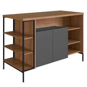 Mesa Ilha Gourmet 131 Cm 2 Portas P1035 Grafite Mell Pp Milani Store