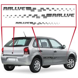 Jogo Adesivo Faixa Compatível Gol Rallye 2008 Preto F691 Preto