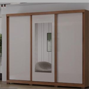 Guarda Roupa Roupeiro Com Espelho 3 Portas Royal Off White - Fabrica 1 Móveis