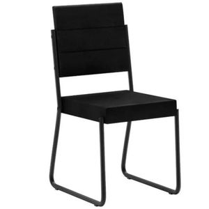 Cadeira De Jantar Estofada Carraro Ferro Preto Suede Preto - Fabrica 1 Móveis