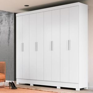 Guarda Roupa Casal Diplomata 8 Portas 4 Gavetas Branco - Fabrica 1 Móveis