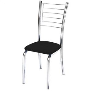 Cadeira De Jantar Para Cozinha Iara Cromada Corino Preto - Fabrica 1 Móveis
