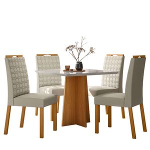 Conjunto De Mesa De Jantar Anitta 90cm Com 4 Cadeiras Ypê Off White - Fabrica 1 Móveis