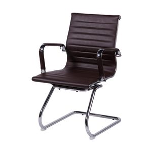 Cadeira De Escritório Eames Esteirinha Baixa Fixa Pu Café