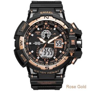 Relógio De Pulso Masculino Casual Smael Led 1376 Digital À Prova Da Água Dourado