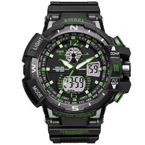 Relógio De Pulso Masculino Casual Smael Led 1376 Digital À Prova Da Água Verde