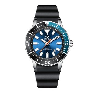 Relógio De Quartzo Impermeável De Borracha Masculino Prata Azul