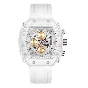 Relógio Quartzo Impermeável Masculino Multifuncional Branco
