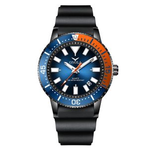 Relógio De Quartzo Impermeável De Borracha Masculino Laranja Preta