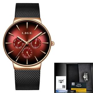 Relógio Luxo De Quartzo Para Homens Malha De Aço Impermável Preto Vermelho
