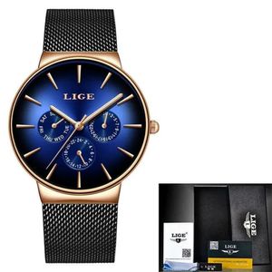 Relógio Luxo De Quartzo Para Homens Malha De Aço Impermável Preto Azul