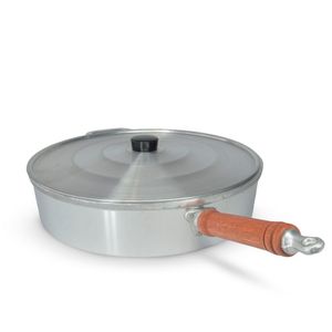 Frigideira Fundida Alumínio Batido Grosso Com Tampa 34cm - Polida