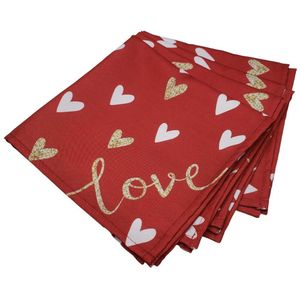 Kit 4 Guardanapos De Tecido Coração Love Vermelho 40cmx40cm vermelho