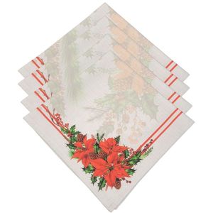 Kit 4 Guardanapos De Tecido Flor De Natal Vermelho Cinza 40cmx40cm vermelho