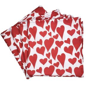 Kit 4 Guardanapos De Tecido Replica Coração 40cmx40cm vermelho