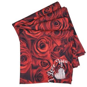 Kit 4 Guardanapos De Tecido I Love You 40cmx40cm vermelho