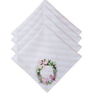 Kit 4 Guardanapos Páscoa Floral Vintage Pássaros Da Charlô 40cmx40cm rosa