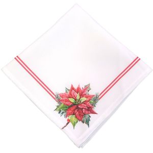 Kit 4 Guardanapos De Tecido Flor De Natal Canto Branco 40cmx40cm branco
