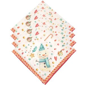 Kit 4 Guardanapos De Tecido Doçuras De Natal 40cmx40cm branco