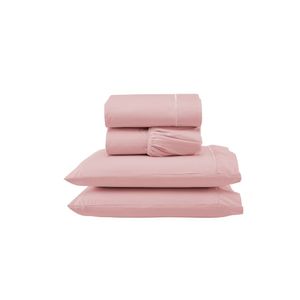 Jogo De Lençol Versátil Ponto Palito Completo 4 Peças Queen Micropercal Rosa