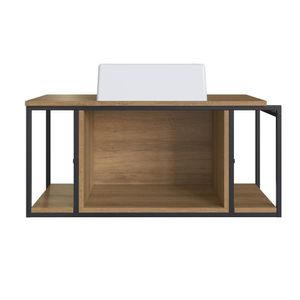 Gabinete Suspenso Para Banheiro 80cm P1019 Mel Com Cuba Ametista Branca