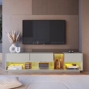Rack Para Tv Até 65 Polegadas Com 3 Gavetas E 1 Nicho Com Iluminação Em Led Rgb Ra8001 Mel Arenas