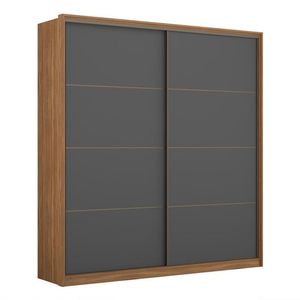 Guarda Roupa Casal Belga 2 Portas Deslizantes Flex Amêndola-grafito - Demartêz Amêndola-grafito