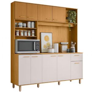 Cozinha Compacta Poliman Nuria 9 Portas 1 Gaveta E 4 Prat Freijó Com Off White