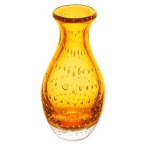 Vaso De Plantas Flores Italy Vidro Murano âmbar Laranja 10x20cm Wolff